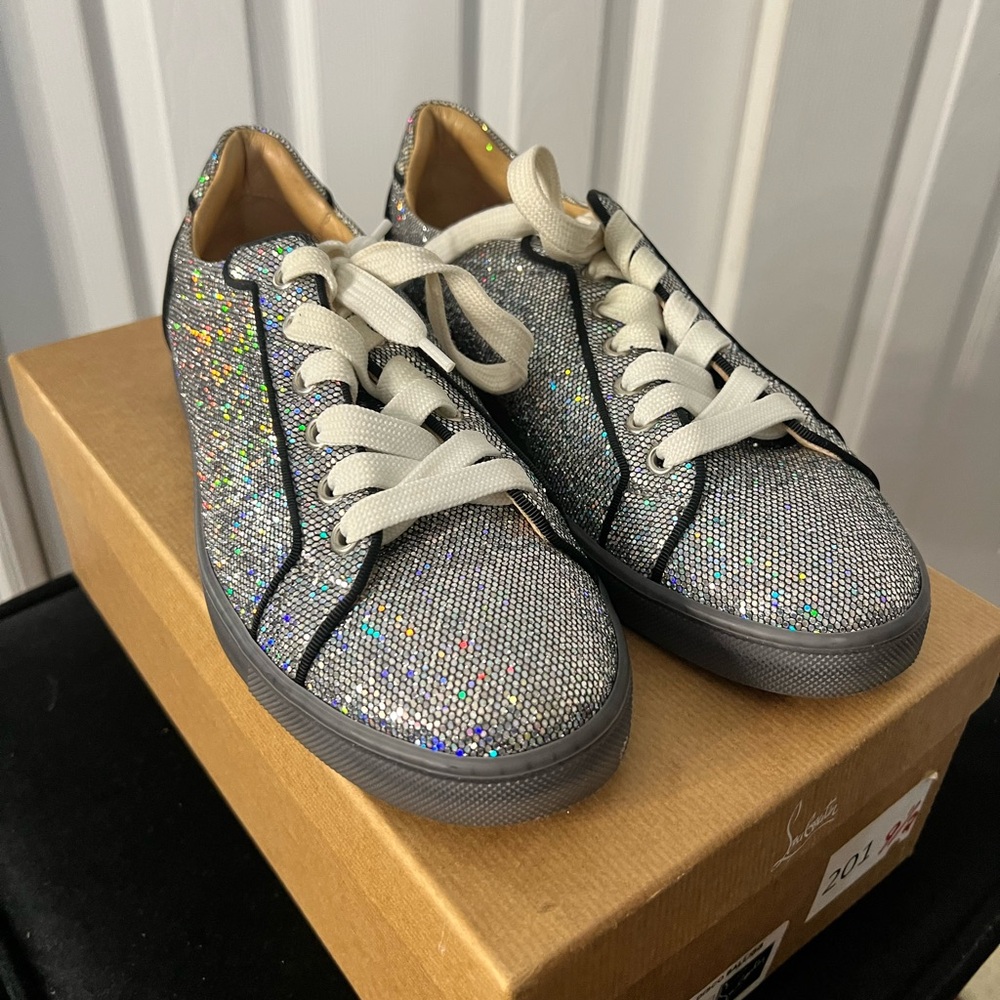 Christian Louboutin Glitter Low-Top Sneakers – Excellent Condition w/ Box